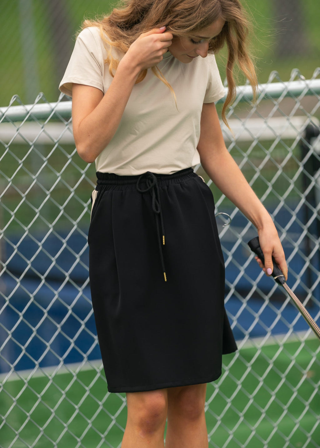 Mid-Rise Track Skirt